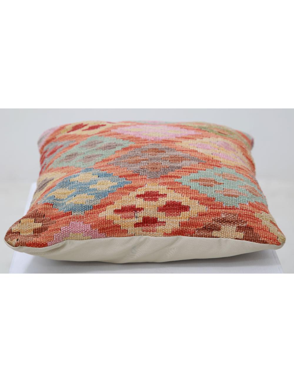 Hand Woven Tribal Multi Color Geometric Wool Pillow - 1'5'' x 1'5'' Arteverk Arteverk Rugs