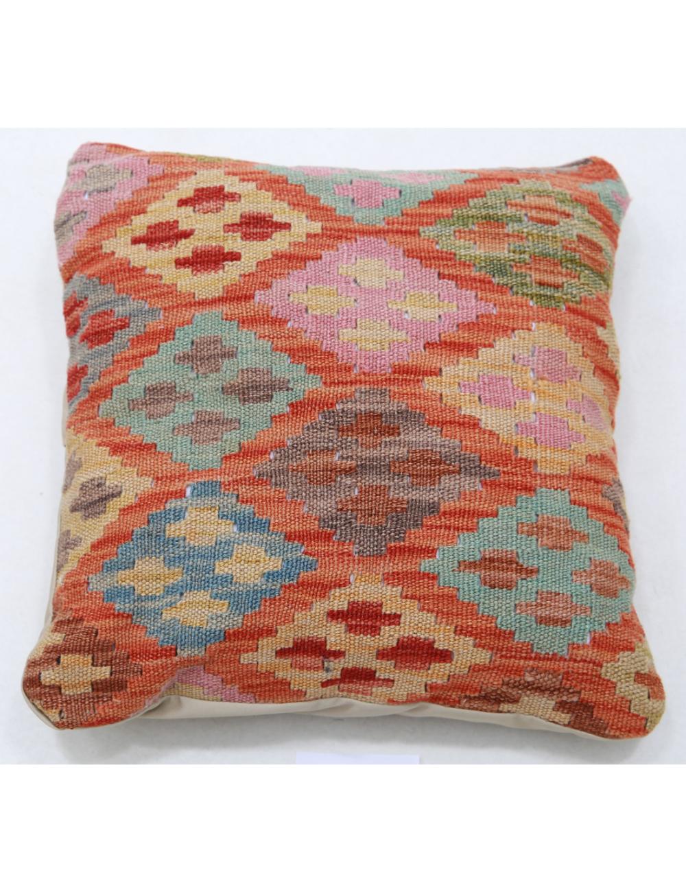 Hand Woven Tribal Multi Color Geometric Wool Pillow - 1&#39;5&#39;&#39; x 1&#39;5&#39;&#39; Arteverk Arteverk Rugs