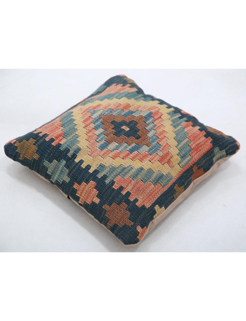 Hand Woven Tribal Multi Color Geometric Wool Pillow - 1'5'' x 1'5'' Arteverk Arteverk Rugs