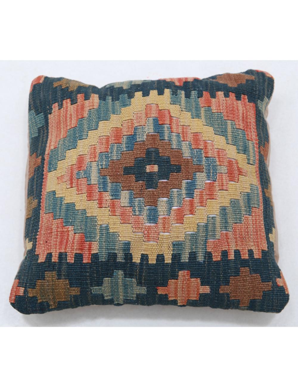 Hand Woven Tribal Multi Color Geometric Wool Pillow - 1&#39;5&#39;&#39; x 1&#39;5&#39;&#39; Arteverk Arteverk Rugs