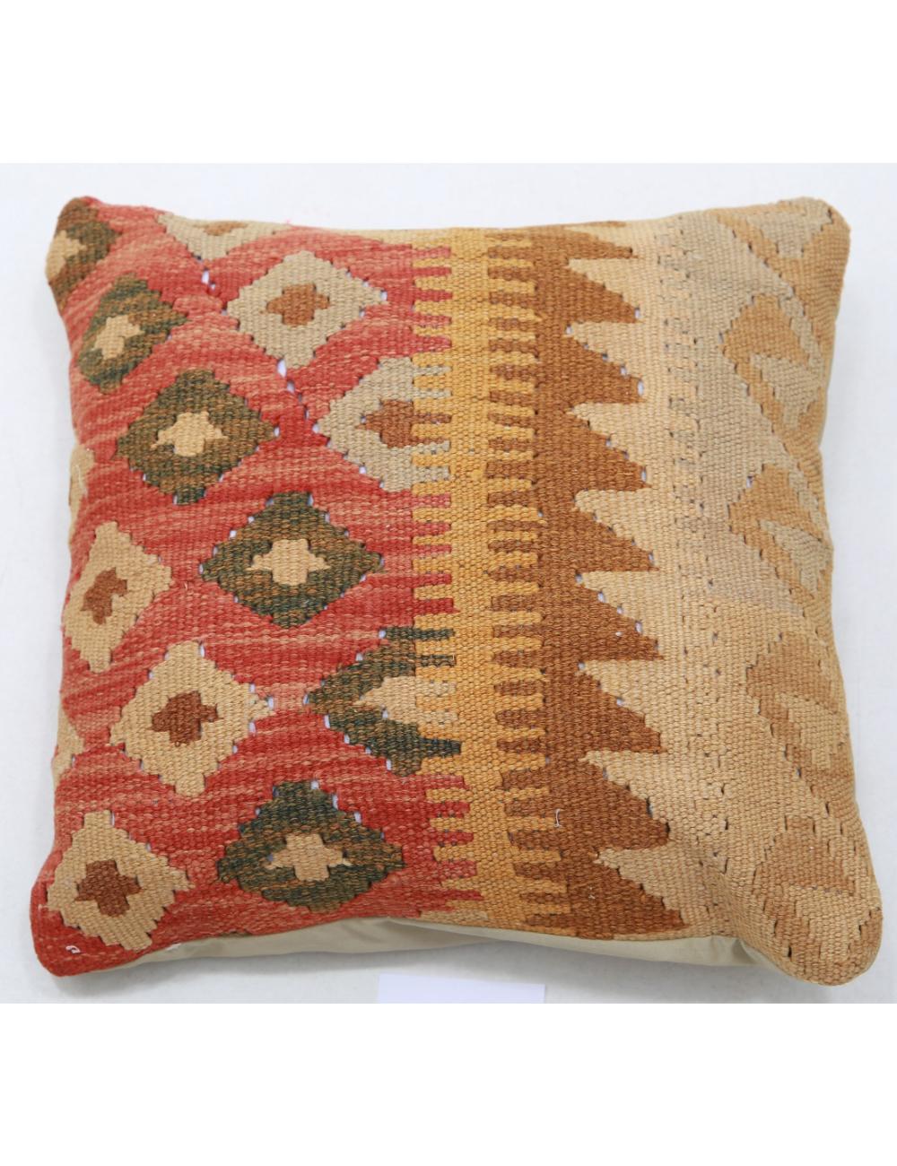 Hand Woven Tribal Multi Color Geometric Wool Pillow - 1'5'' x 1'5'' Arteverk Arteverk Rugs