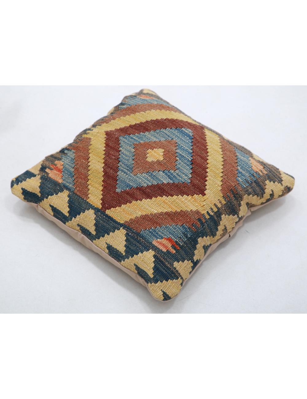 Hand Woven Tribal Multi Color Geometric Wool Pillow - 1'5'' x 1'5'' Arteverk Arteverk Rugs