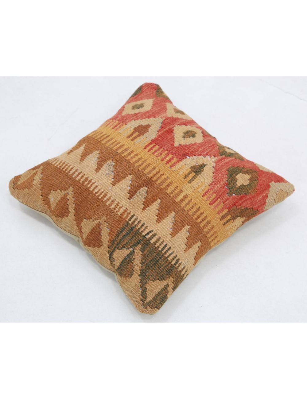 Hand Woven Tribal Multi Color Geometric Wool Pillow - 1'5'' x 1'5'' Arteverk Arteverk Rugs