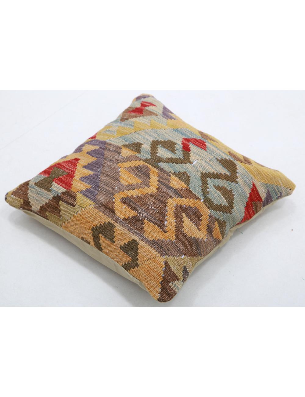 Hand Woven Tribal Multi Color Geometric Wool Pillow - 1'5'' x 1'5'' Arteverk Arteverk Rugs