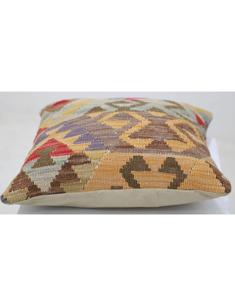 Hand Woven Tribal Multi Color Geometric Wool Pillow - 1'5'' x 1'5'' Arteverk Arteverk Rugs