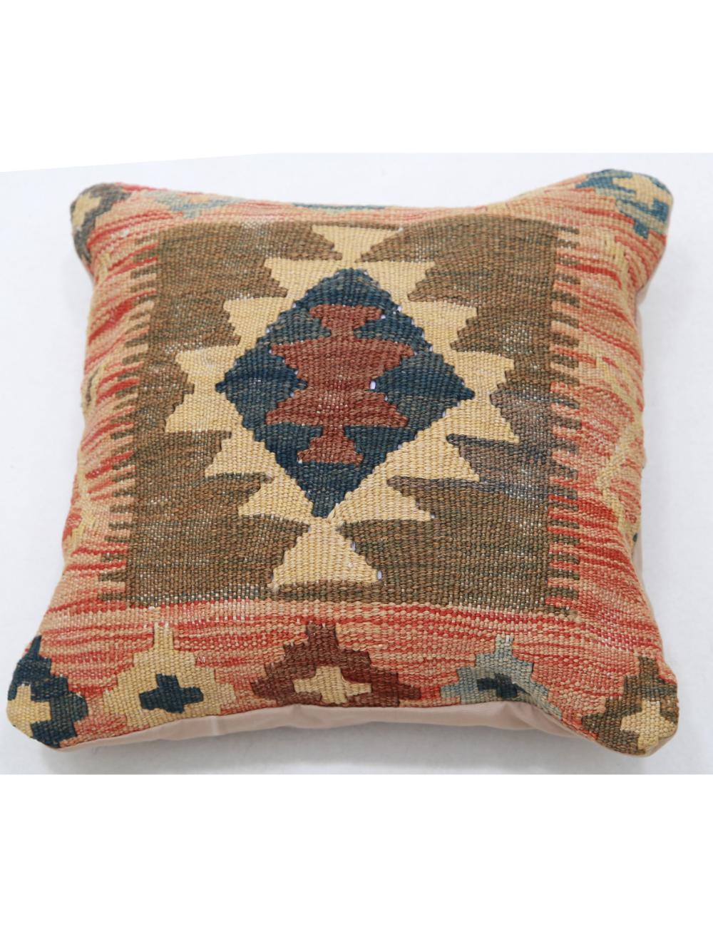 Hand Woven Tribal Multi Color Geometric Wool Pillow - 1'5'' x 1'5'' Arteverk Arteverk Rugs