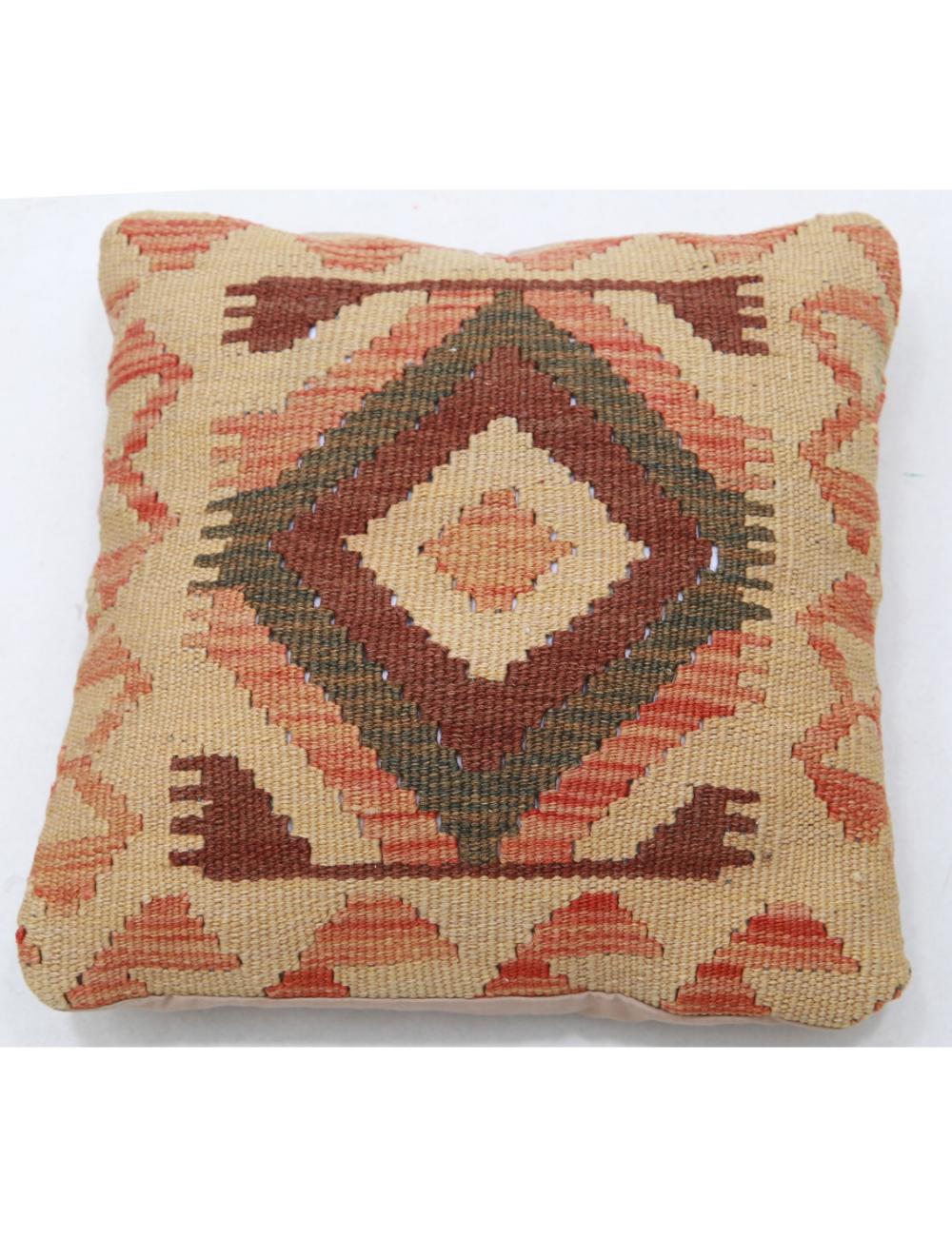 Hand Woven Tribal Multi Color Geometric Wool Pillow - 1&#39;5&#39;&#39; x 1&#39;5&#39;&#39; Arteverk Arteverk Rugs