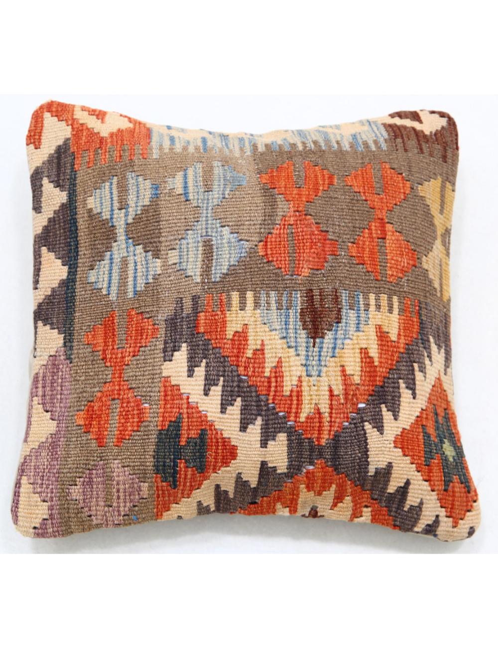 Hand Woven Tribal Multi Color Geometric Wool Pillow - 1'5'' x 1'5'' Arteverk Arteverk Rugs