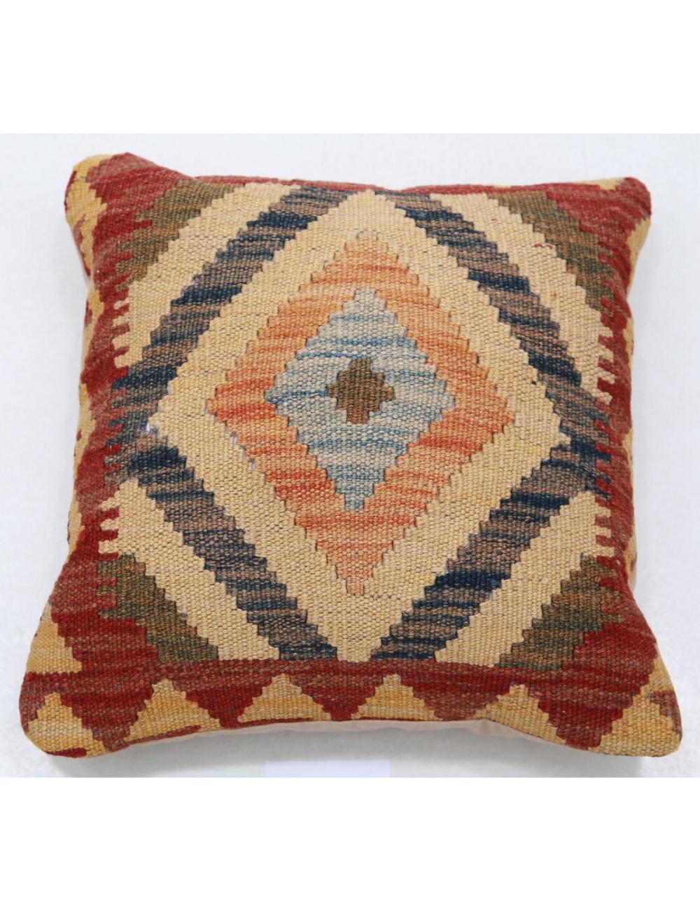 Hand Woven Tribal Multi Color Geometric Wool Pillow - 1&#39;5&#39;&#39; x 1&#39;5&#39;&#39; Arteverk Arteverk Rugs