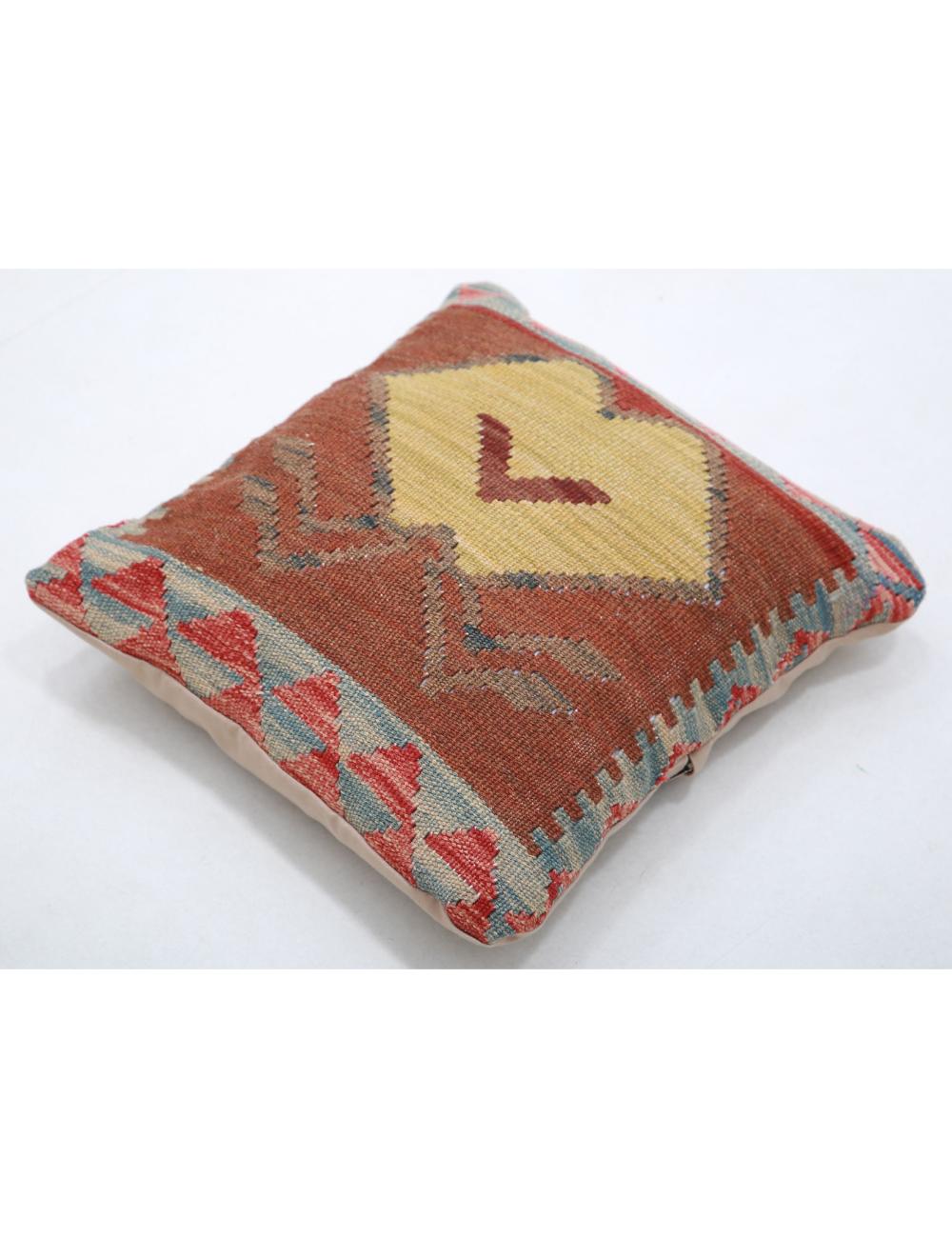 Hand Woven Tribal Multi Color Geometric Wool Pillow - 1'5'' x 1'5'' Arteverk Arteverk Rugs