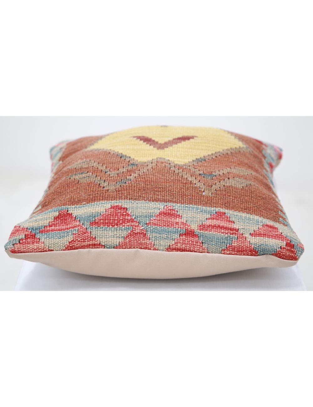 Hand Woven Tribal Multi Color Geometric Wool Pillow - 1'5'' x 1'5'' Arteverk Arteverk Rugs