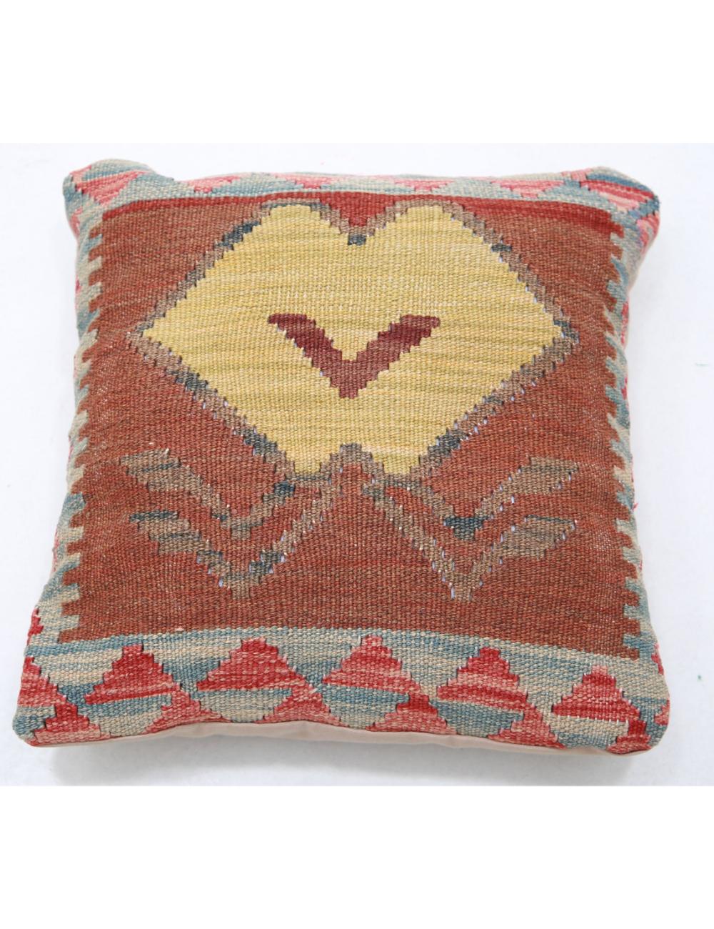 Hand Woven Tribal Multi Color Geometric Wool Pillow - 1&#39;5&#39;&#39; x 1&#39;5&#39;&#39; Arteverk Arteverk Rugs