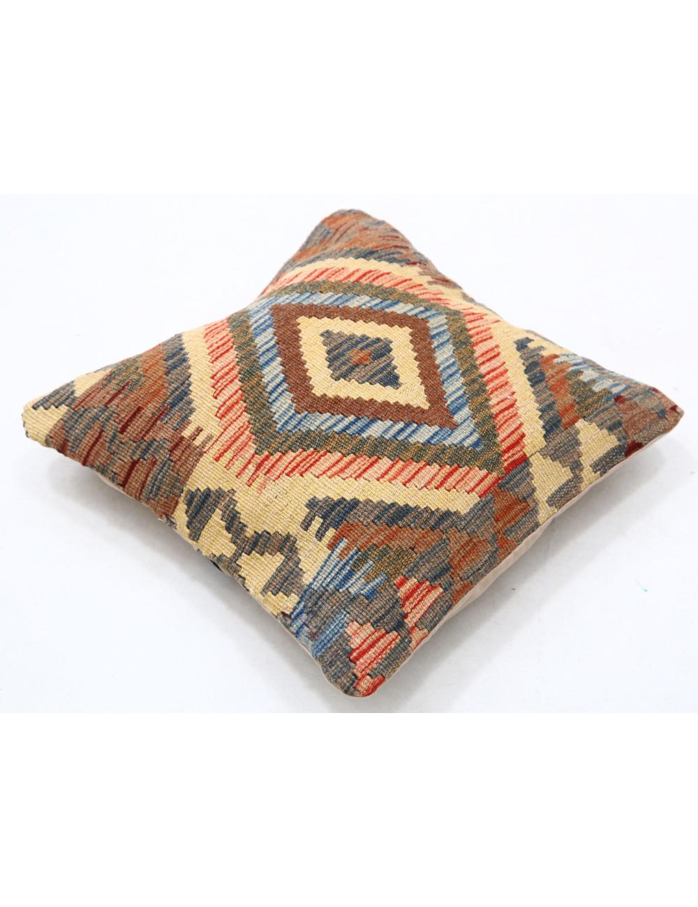 Hand Woven Tribal Multi Color Geometric Wool Pillow - 1'5'' x 1'5'' Arteverk Arteverk Rugs