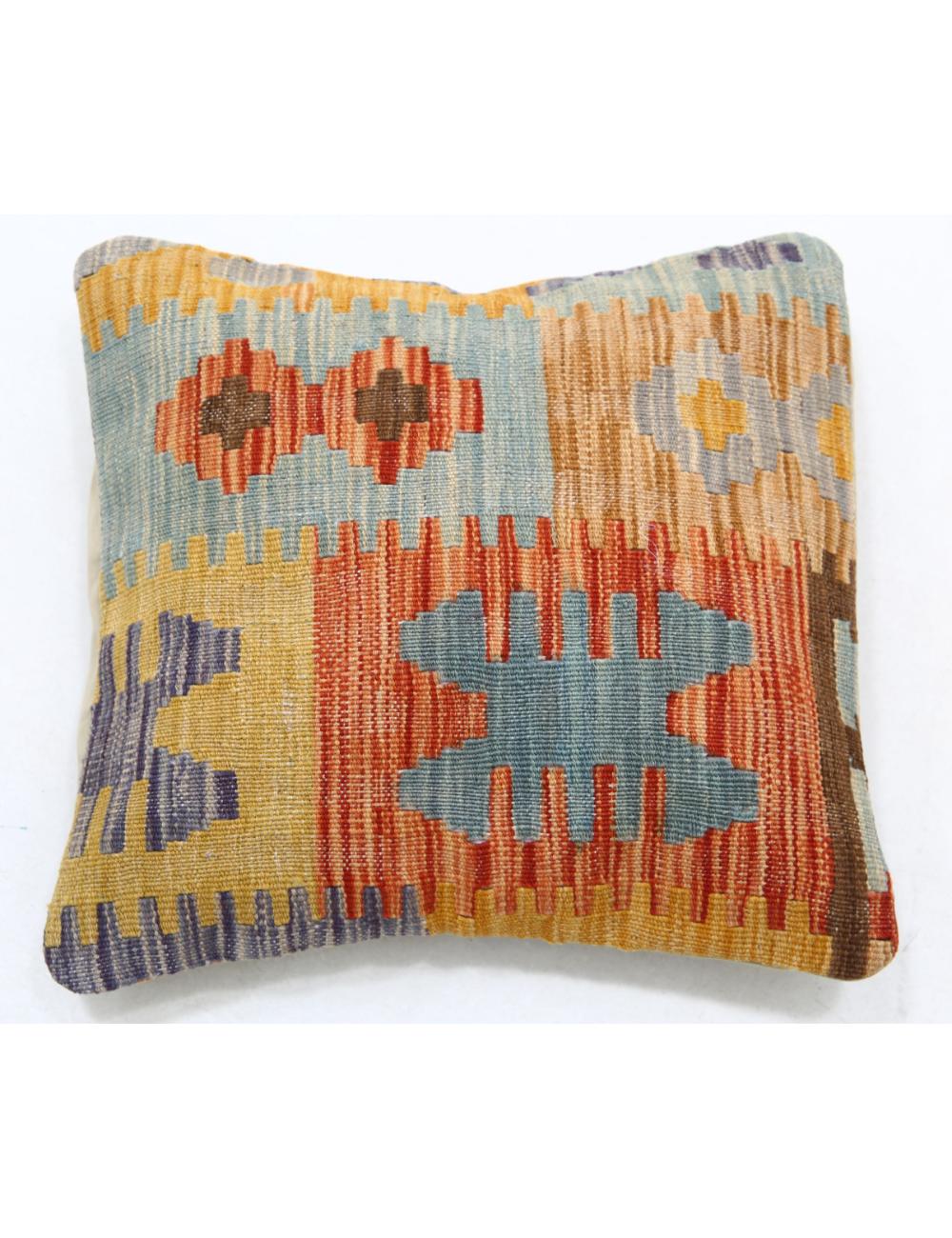 Hand Woven Tribal Multi Color Geometric Wool Pillow - 1&#39;5&#39;&#39; x 1&#39;5&#39;&#39; Arteverk Arteverk Rugs