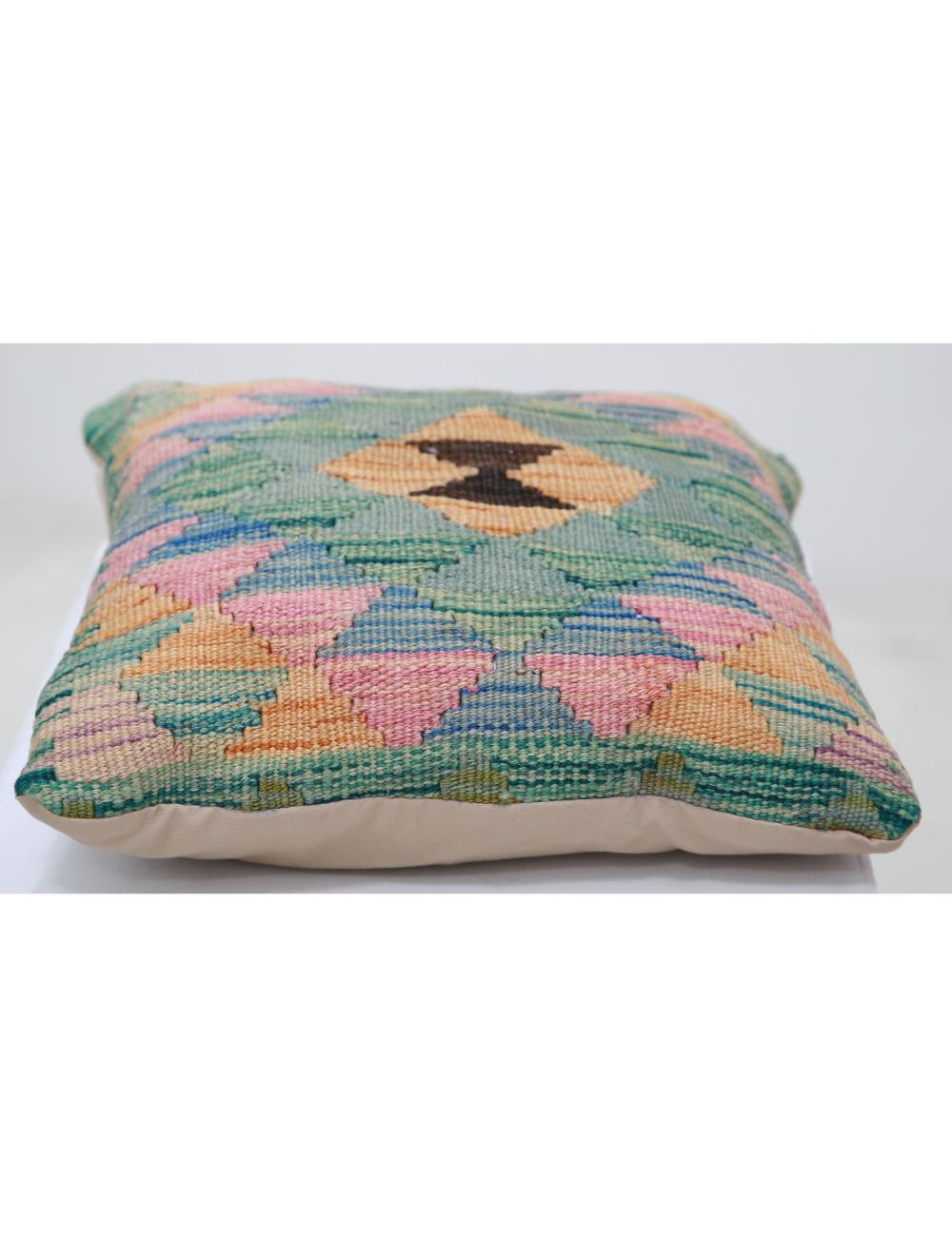 Hand Woven Tribal Multi Color Geometric Wool Pillow - 1'5'' x 1'5'' Arteverk Arteverk Rugs