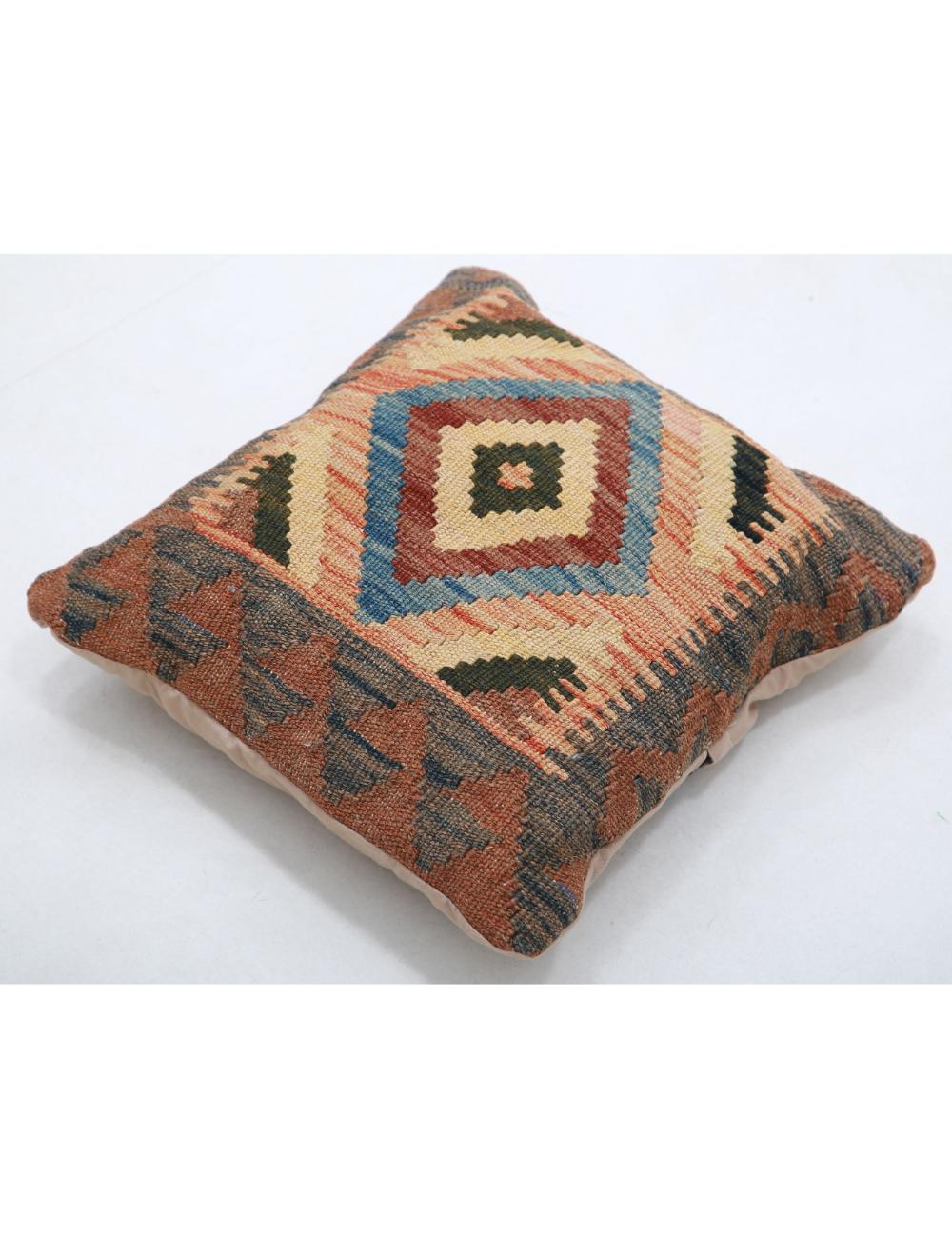 Hand Woven Tribal Multi Color Geometric Wool Pillow - 1'5'' x 1'5'' Arteverk Arteverk Rugs