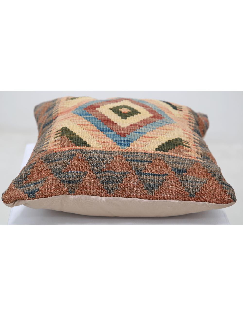 Hand Woven Tribal Multi Color Geometric Wool Pillow - 1'5'' x 1'5'' Arteverk Arteverk Rugs