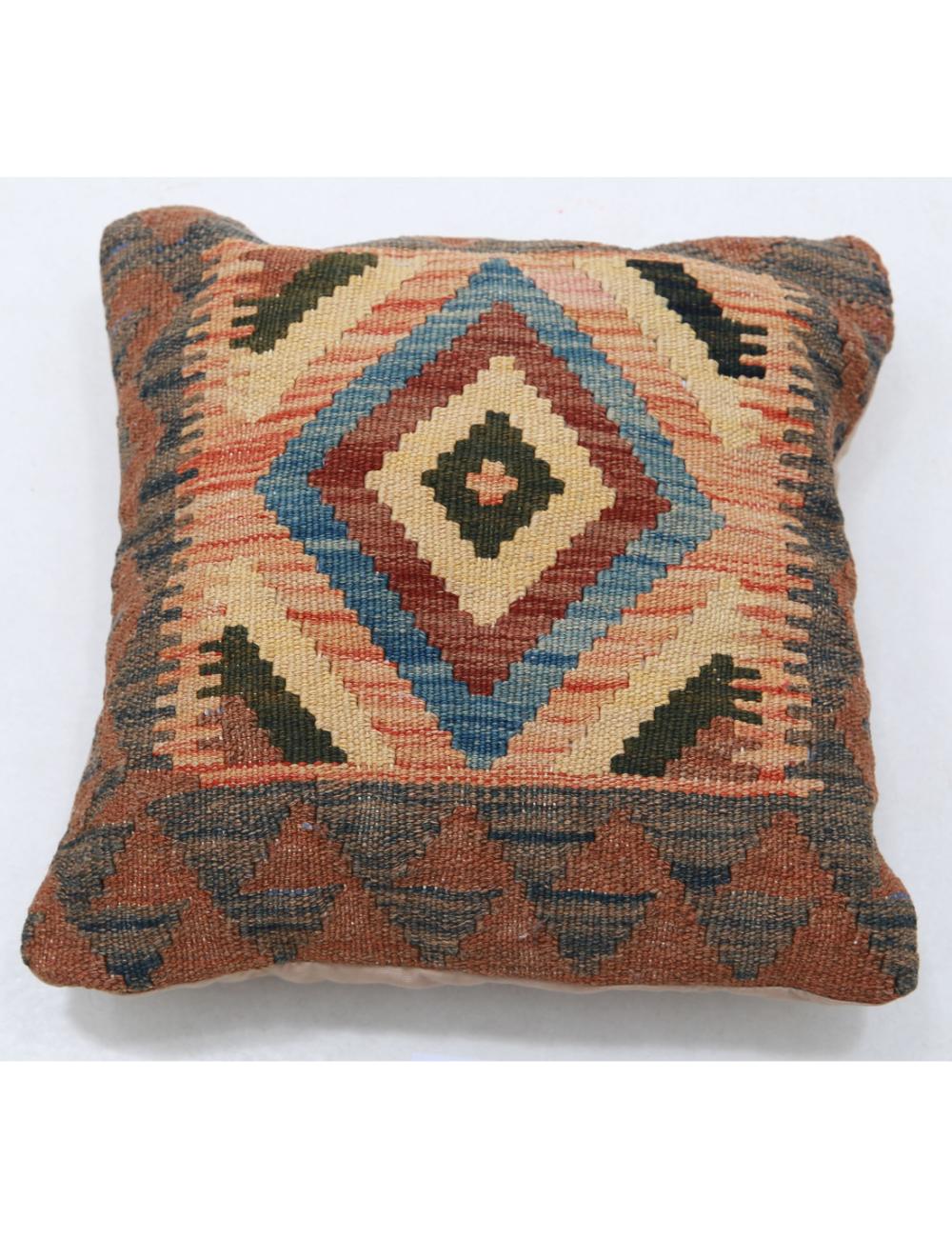 Hand Woven Tribal Multi Color Geometric Wool Pillow - 1&#39;5&#39;&#39; x 1&#39;5&#39;&#39; Arteverk Arteverk Rugs