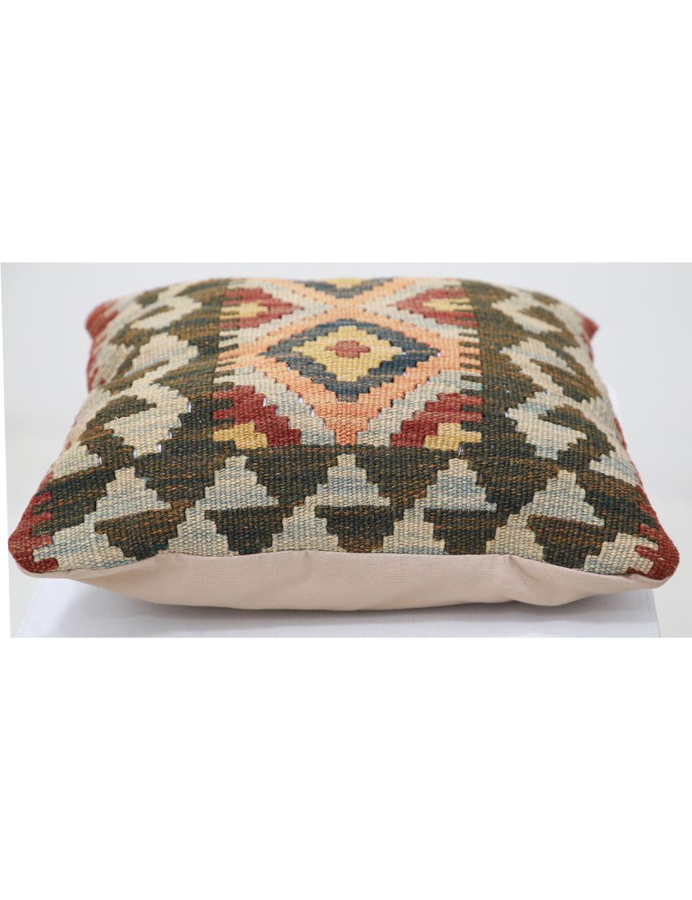 Hand Woven Tribal Multi Color Geometric Wool Pillow - 1'5'' x 1'5'' Arteverk Arteverk Rugs