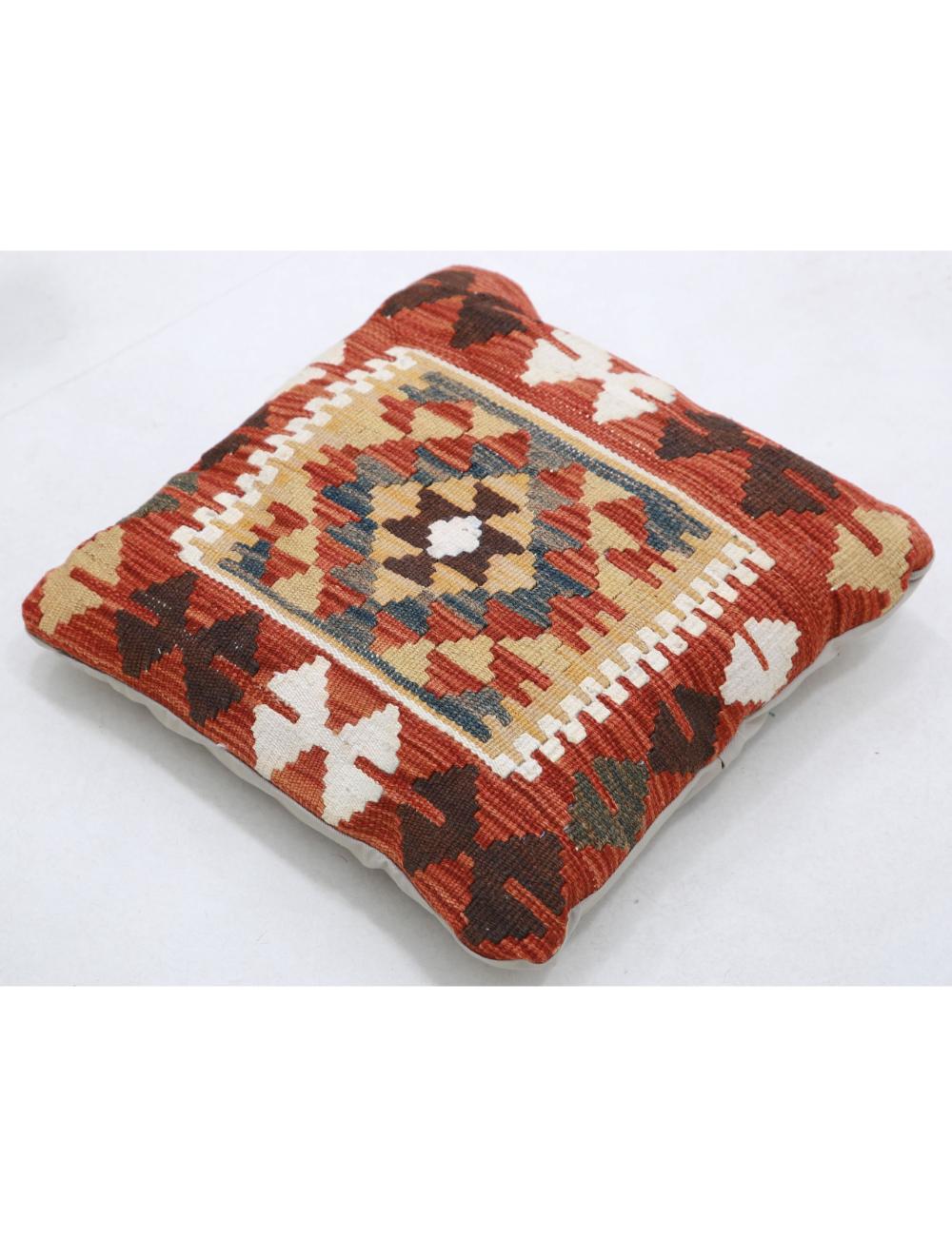 Hand Woven Tribal Multi Color Geometric Wool Pillow - 1'5'' x 1'5'' Arteverk Arteverk Rugs