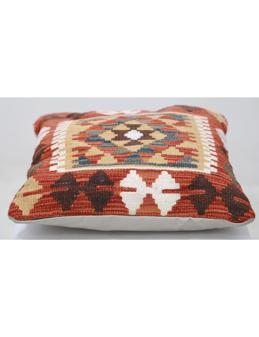 Hand Woven Tribal Multi Color Geometric Wool Pillow - 1'5'' x 1'5'' Arteverk Arteverk Rugs