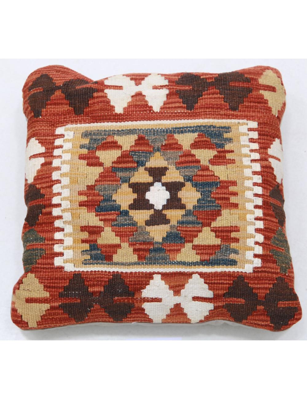 Hand Woven Tribal Multi Color Geometric Wool Pillow - 1&#39;5&#39;&#39; x 1&#39;5&#39;&#39; Arteverk Arteverk Rugs