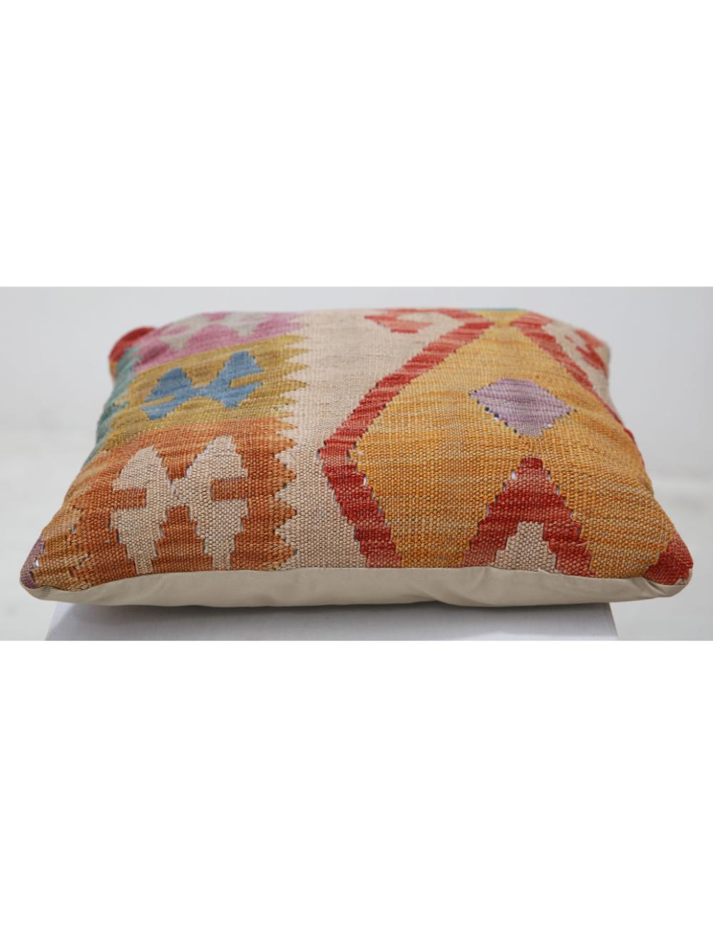 Hand Woven Tribal Multi Color Geometric Wool Pillow - 1'5'' x 1'5'' Arteverk Arteverk Rugs