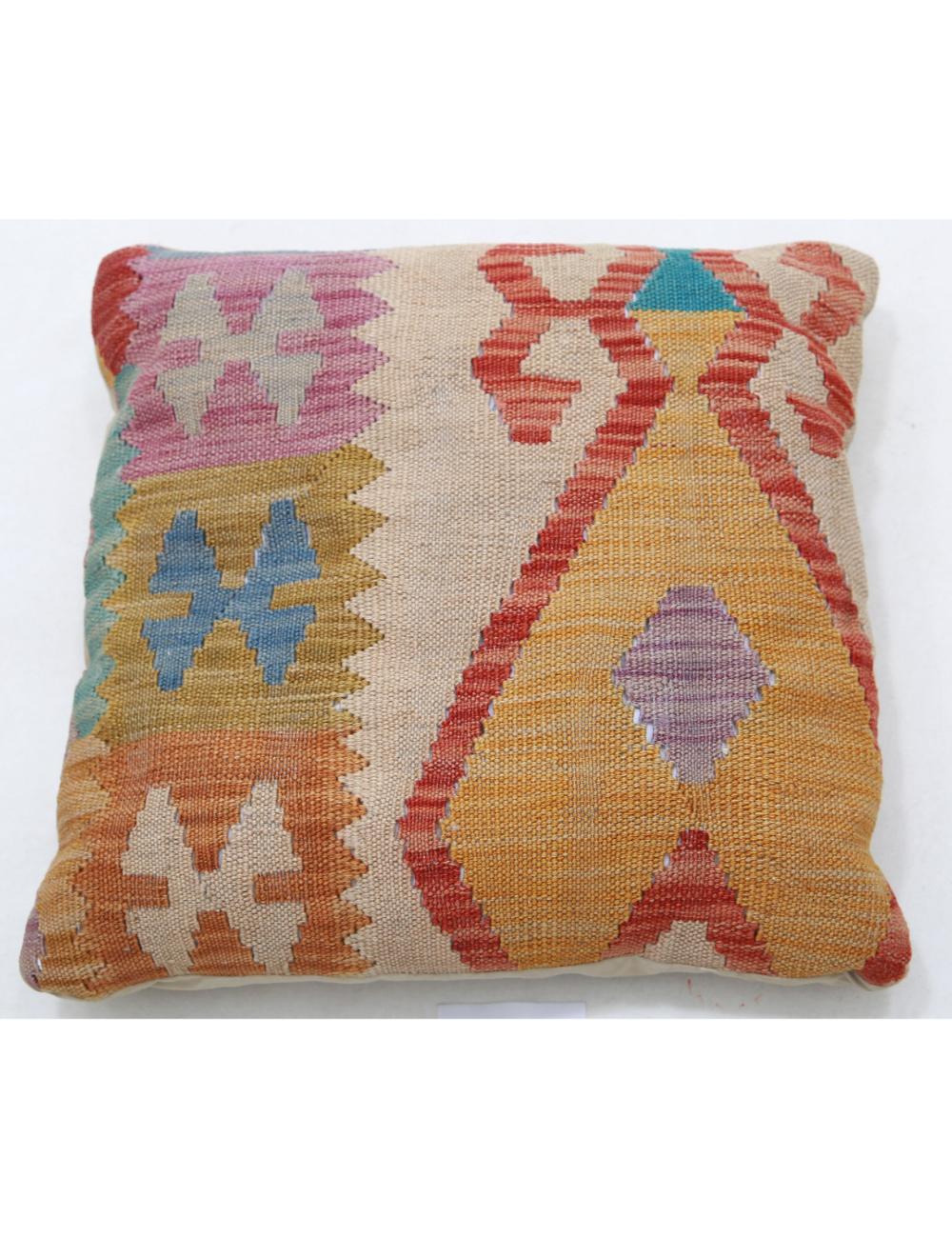 Hand Woven Tribal Multi Color Geometric Wool Pillow - 1&#39;5&#39;&#39; x 1&#39;5&#39;&#39; Arteverk Arteverk Rugs