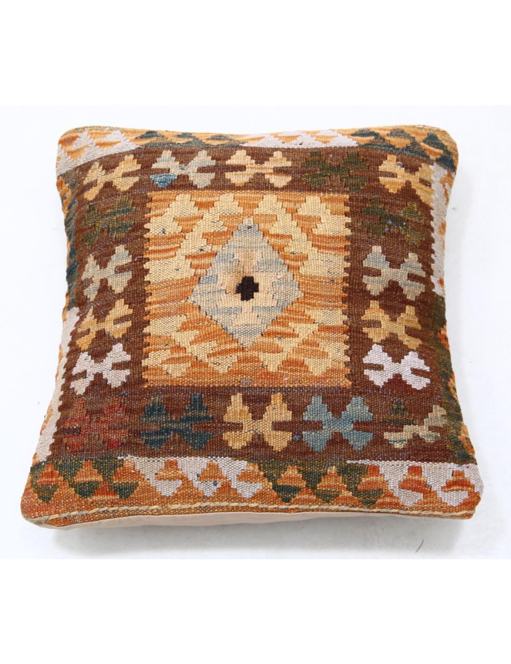 Hand Woven Tribal Multi Color Geometric Wool Pillow - 1'5'' x 1'5'' Arteverk Arteverk Rugs