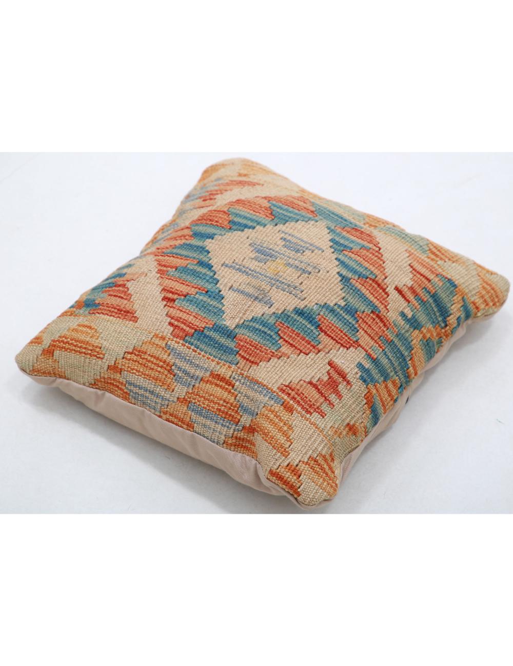 Hand Woven Tribal Multi Color Geometric Wool Pillow - 1'5'' x 1'5'' Arteverk Arteverk Rugs