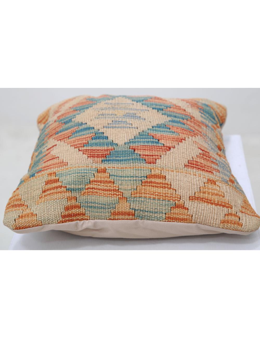 Hand Woven Tribal Multi Color Geometric Wool Pillow - 1'5'' x 1'5'' Arteverk Arteverk Rugs