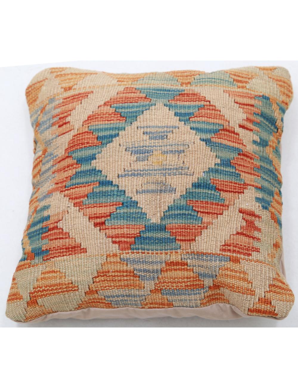 Hand Woven Tribal Multi Color Geometric Wool Pillow - 1&#39;5&#39;&#39; x 1&#39;5&#39;&#39; Arteverk Arteverk Rugs