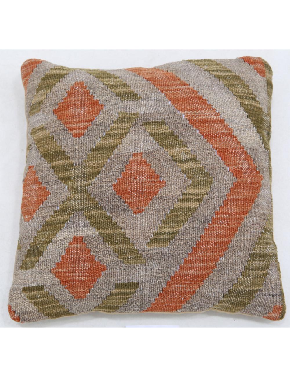 Hand Woven Tribal Multi Color Geometric Wool Pillow - 1&#39;5&#39;&#39; x 1&#39;5&#39;&#39; Arteverk Arteverk Rugs