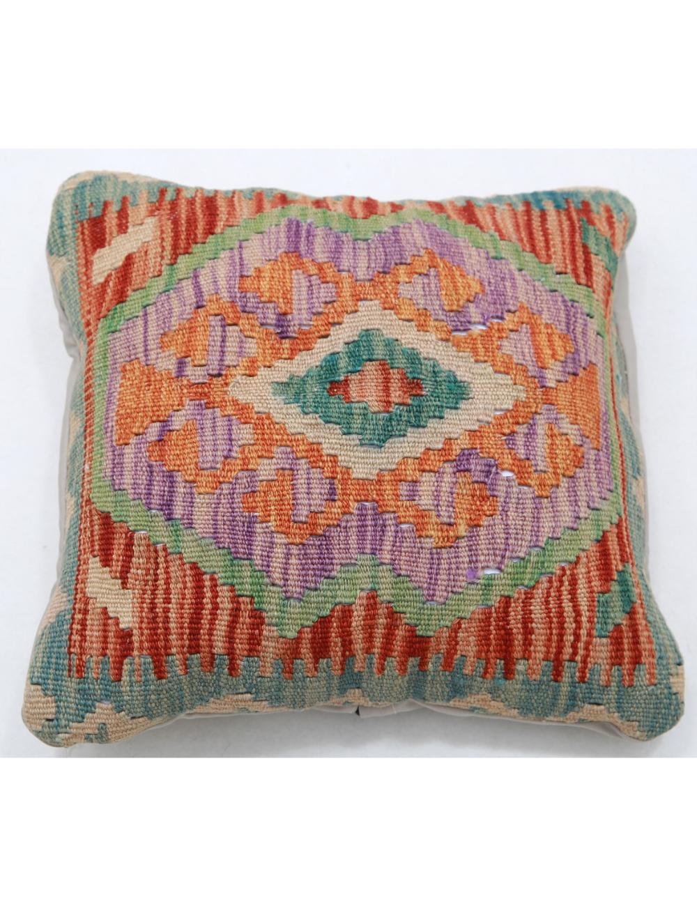 Hand Woven Tribal Multi Color Geometric Wool Pillow - 1&#39;5&#39;&#39; x 1&#39;5&#39;&#39; Arteverk Arteverk Rugs