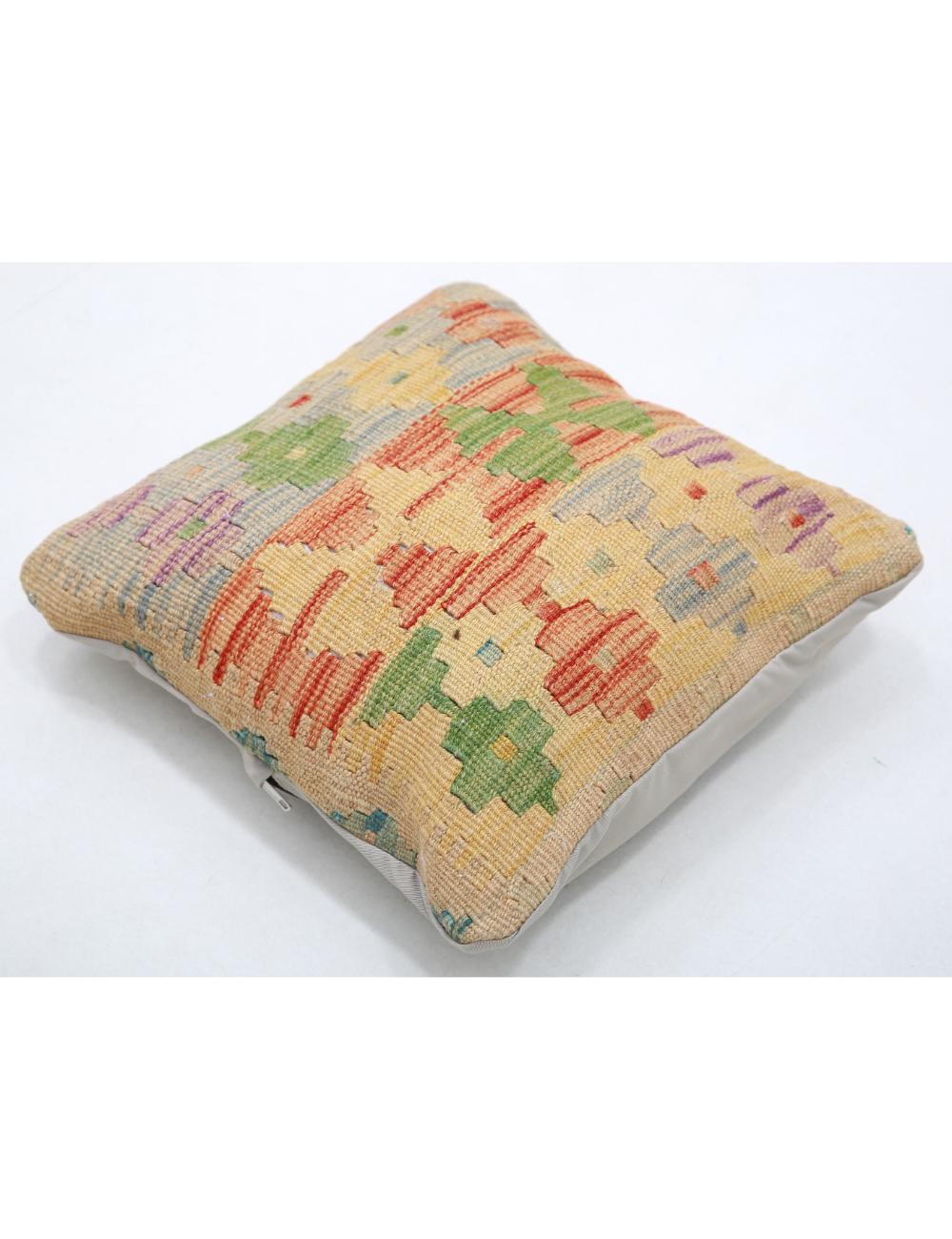 Hand Woven Tribal Multi Color Geometric Wool Pillow - 1'5'' x 1'5'' Arteverk Arteverk Rugs