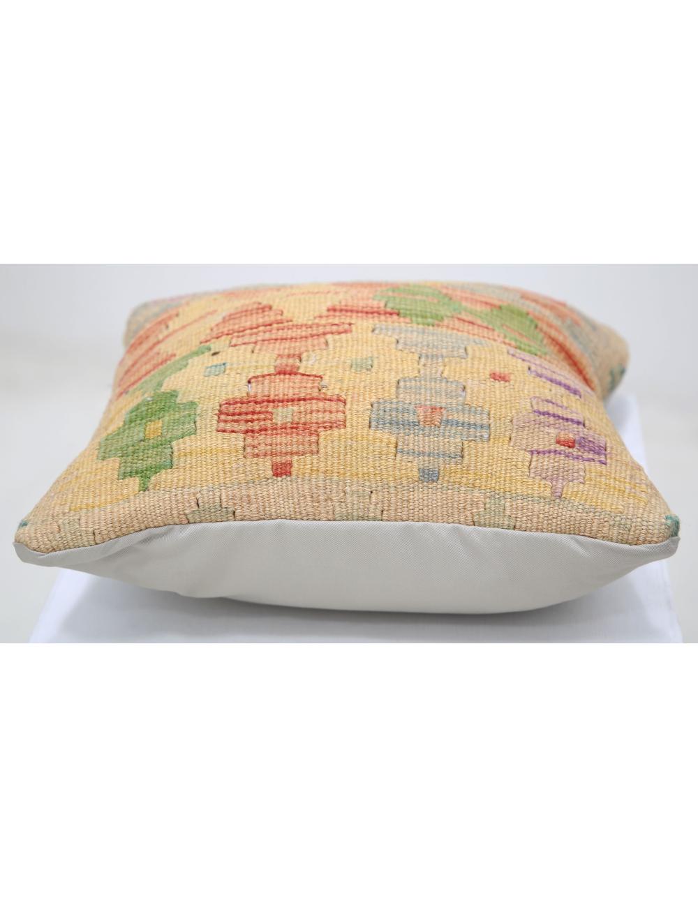 Hand Woven Tribal Multi Color Geometric Wool Pillow - 1'5'' x 1'5'' Arteverk Arteverk Rugs