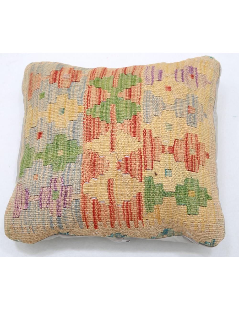 Hand Woven Tribal Multi Color Geometric Wool Pillow - 1&#39;5&#39;&#39; x 1&#39;5&#39;&#39; Arteverk Arteverk Rugs