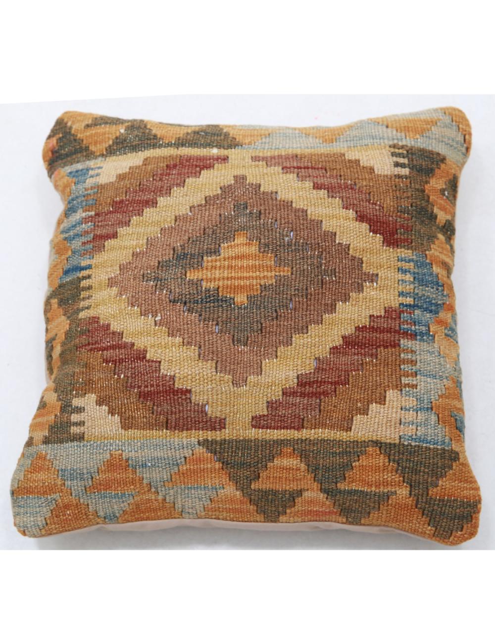 Hand Woven Tribal Multi Color Geometric Wool Pillow - 1&#39;5&#39;&#39; x 1&#39;5&#39;&#39; Arteverk Arteverk Rugs