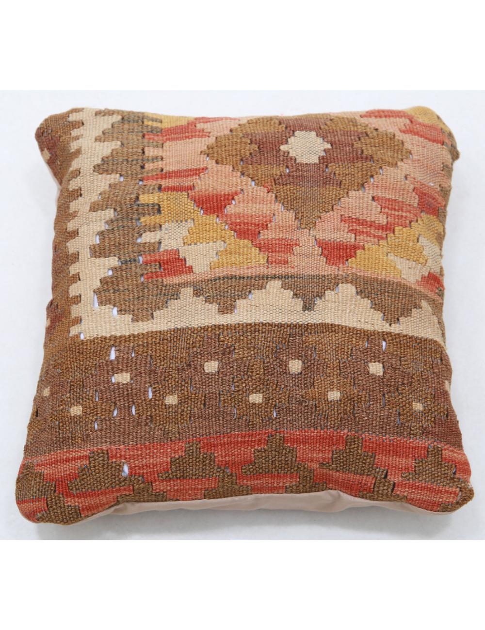 Hand Woven Tribal Multi Color Geometric Wool Pillow - 1&#39;5&#39;&#39; x 1&#39;5&#39;&#39; Arteverk Arteverk Rugs