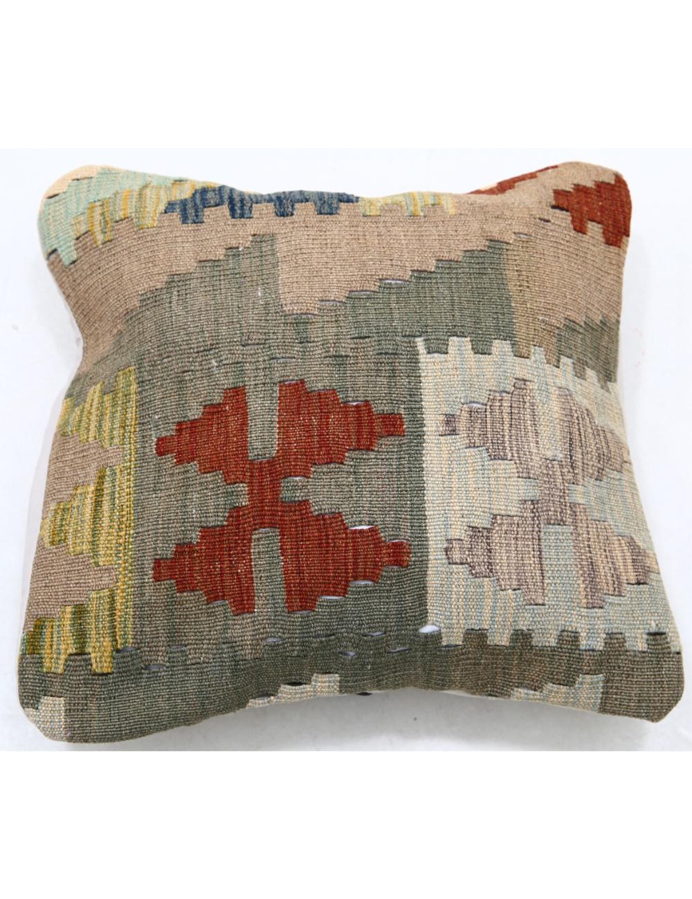 Hand Woven Tribal Multi Color Geometric Wool Pillow - 1'5'' x 1'5'' Arteverk Arteverk Rugs