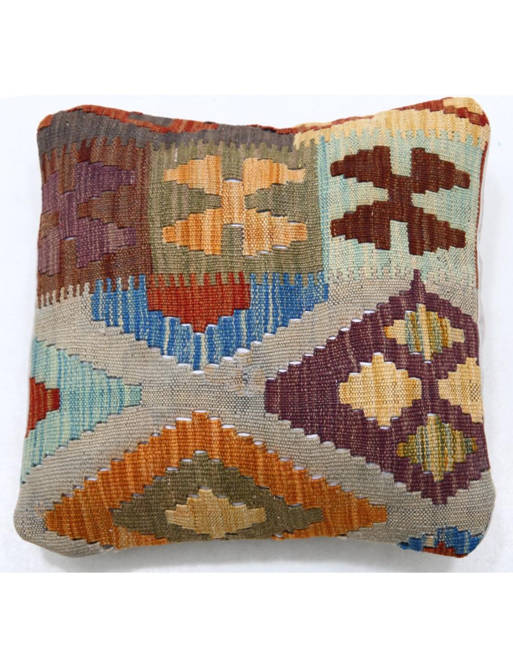 Hand Woven Tribal Multi Color Geometric Wool Pillow - 1'5'' x 1'5'' Arteverk Arteverk Rugs