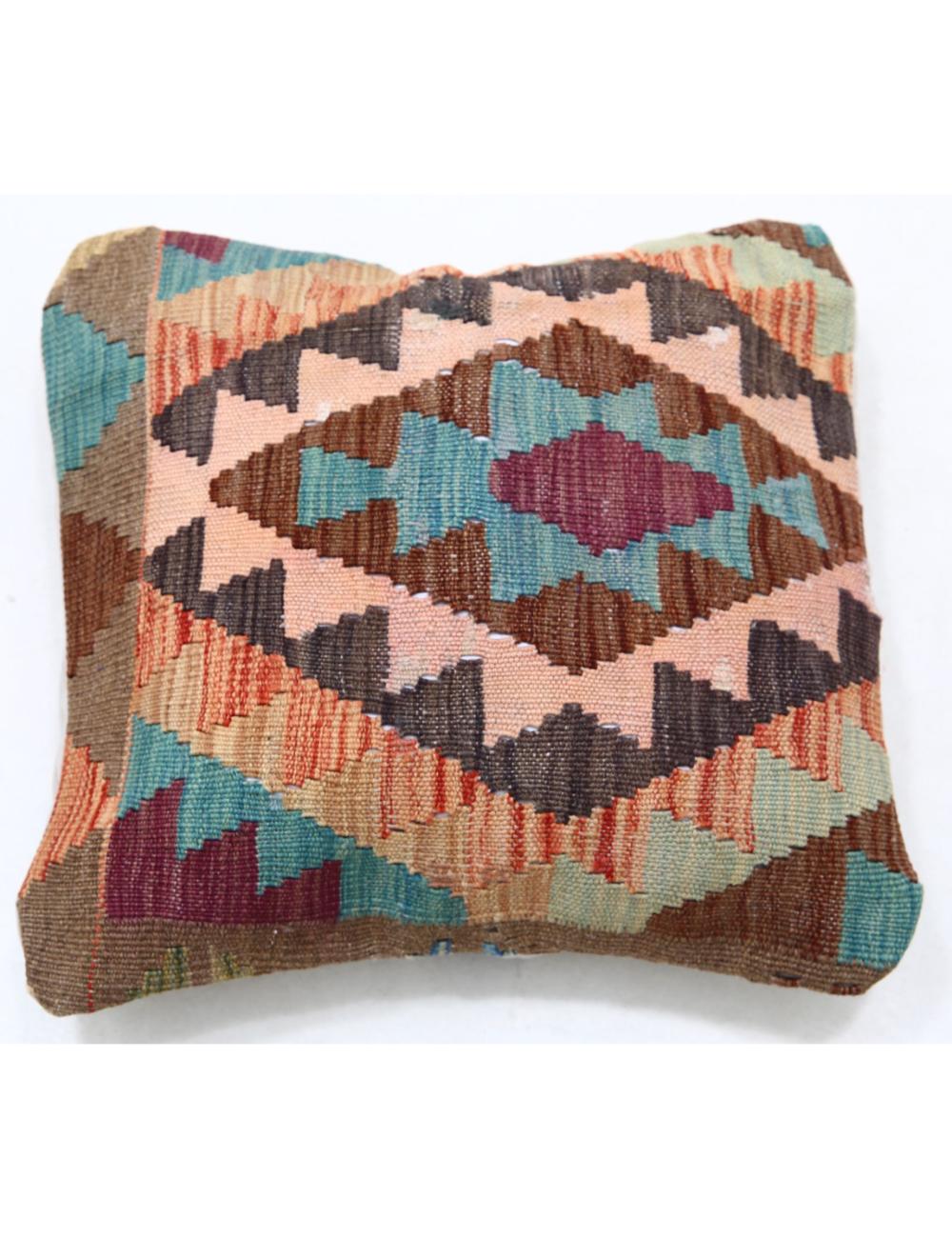 Hand Woven Tribal Multi Color Geometric Wool Pillow - 1'5'' x 1'5'' Arteverk Arteverk Rugs