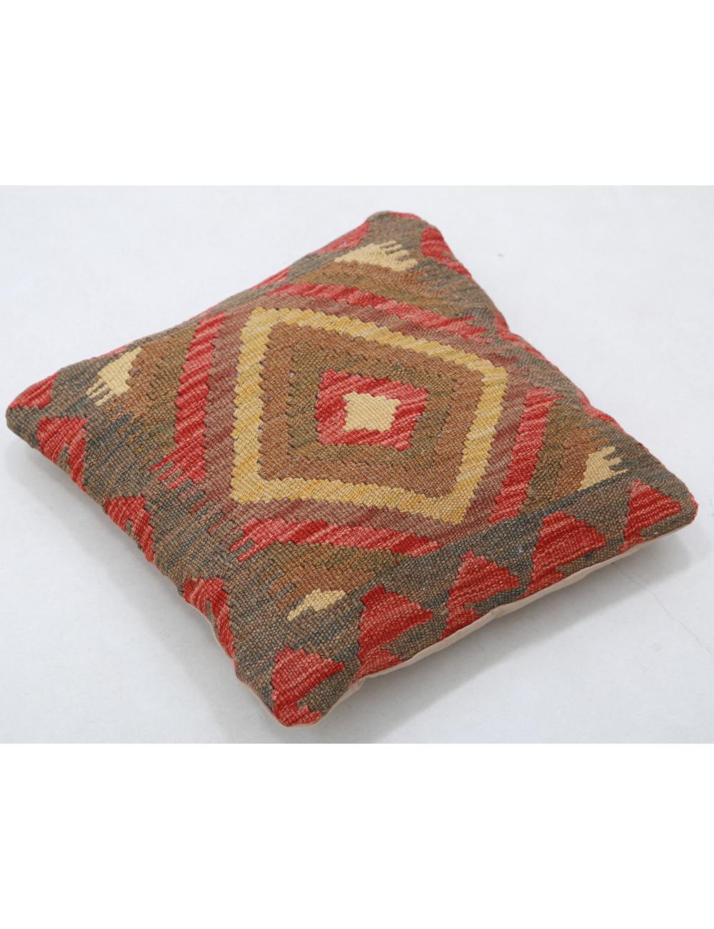 Hand Woven Tribal Multi Color Geometric Wool Pillow - 1'5'' x 1'5'' Arteverk Arteverk Rugs