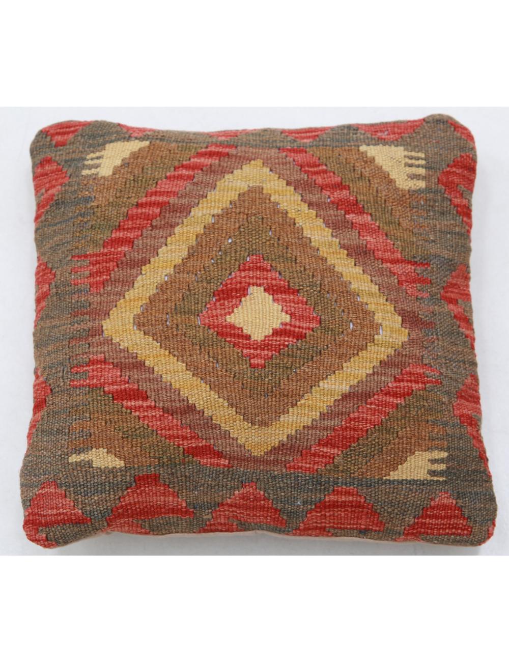 Hand Woven Tribal Multi Color Geometric Wool Pillow - 1&#39;5&#39;&#39; x 1&#39;5&#39;&#39; Arteverk Arteverk Rugs