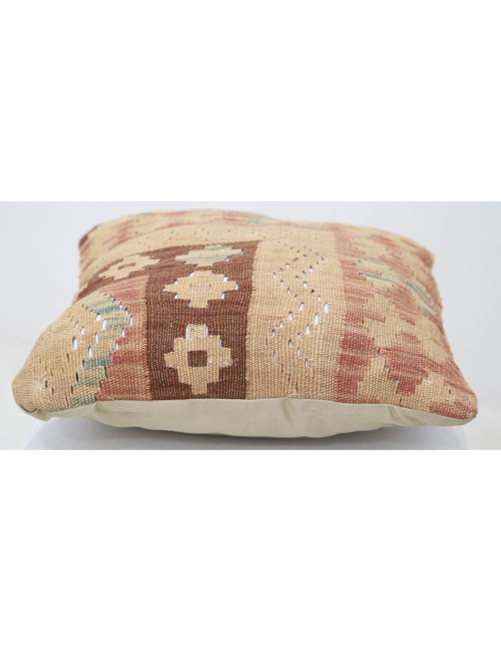 Hand Woven Tribal Multi Color Geometric Wool Pillow - 1'5'' x 1'5'' Arteverk Arteverk Rugs