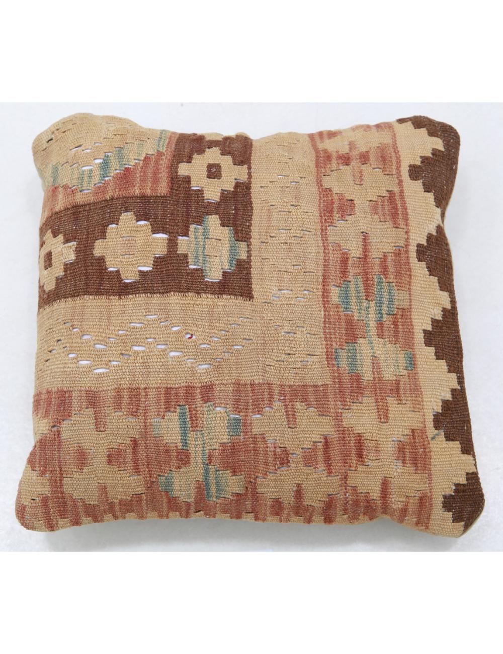 Hand Woven Tribal Multi Color Geometric Wool Pillow - 1&#39;5&#39;&#39; x 1&#39;5&#39;&#39; Arteverk Arteverk Rugs