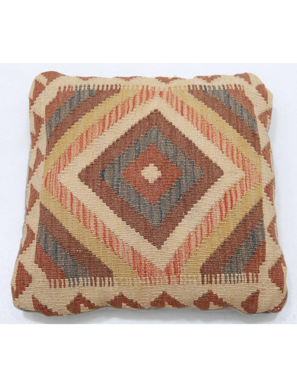 Hand Woven Tribal Multi Color Geometric Wool Pillow - 1'5'' x 1'5'' Arteverk Arteverk Rugs