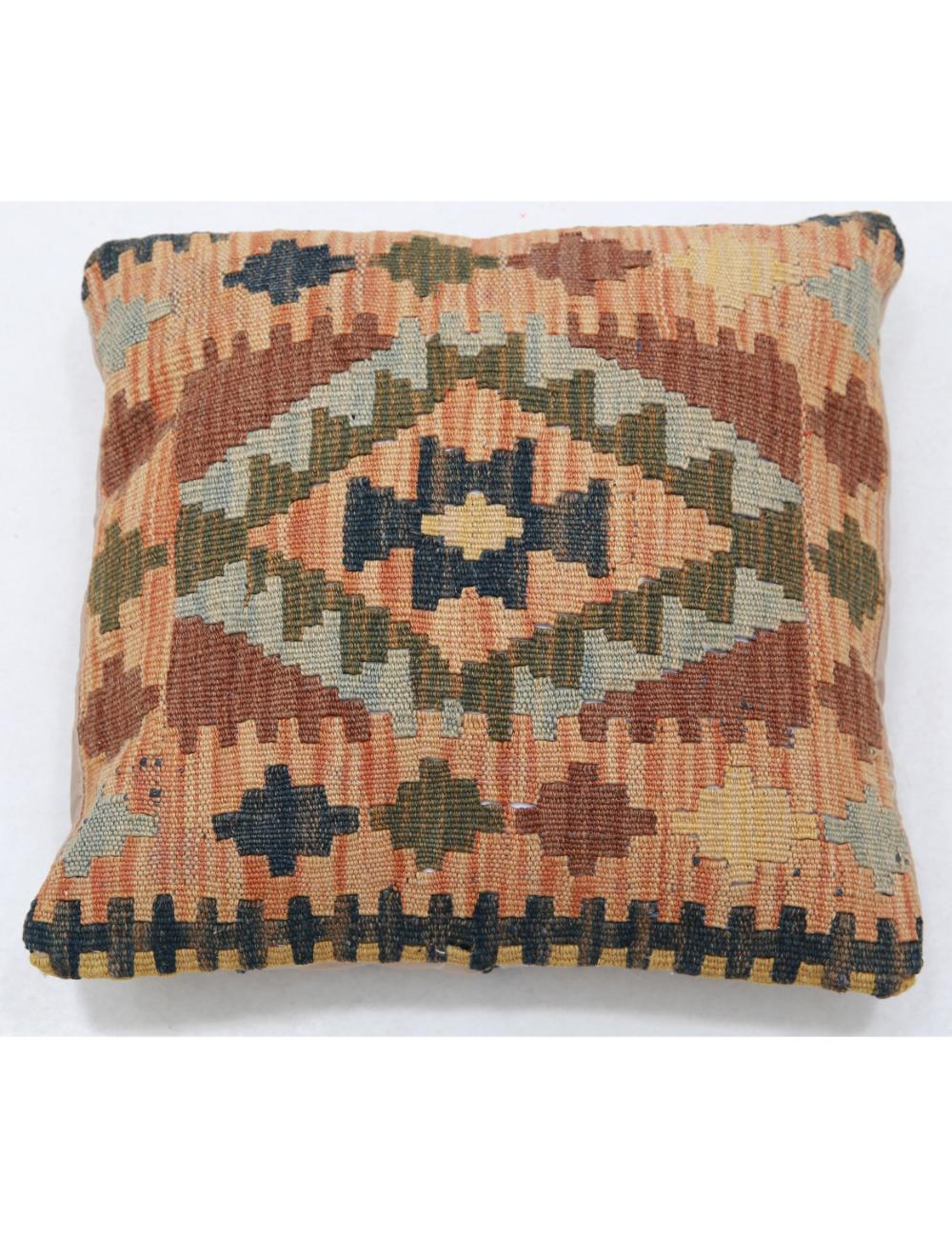 Hand Woven Tribal Multi Color Geometric Wool Pillow - 1'5'' x 1'5'' Arteverk Arteverk Rugs