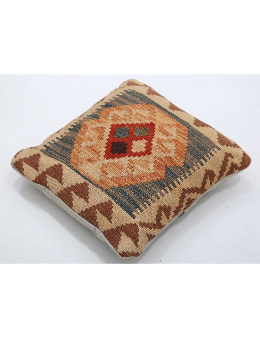 Hand Woven Tribal Multi Color Geometric Wool Pillow - 1'5'' x 1'5'' Arteverk Arteverk Rugs