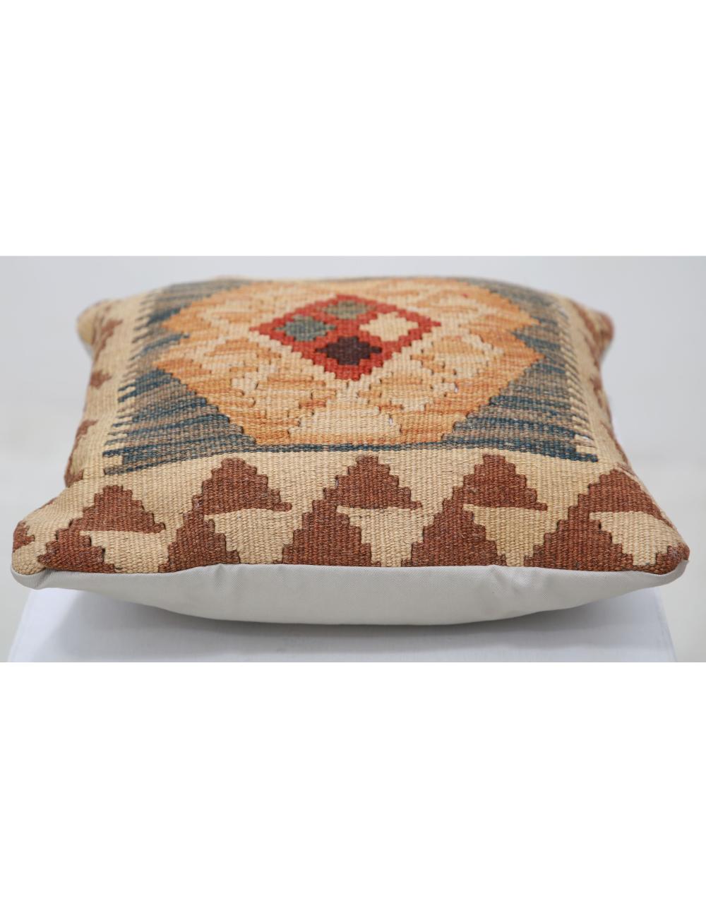 Hand Woven Tribal Multi Color Geometric Wool Pillow - 1'5'' x 1'5'' Arteverk Arteverk Rugs